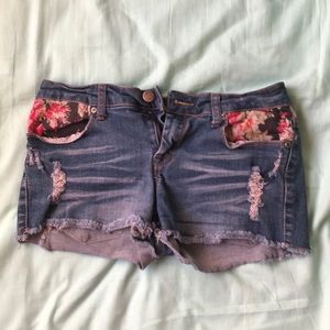 Jean Shorts with Floral Detail